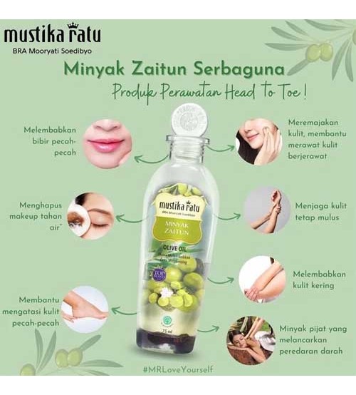 75ml Mustika Ratu Olive Oil Used for body Skin care and for Massage